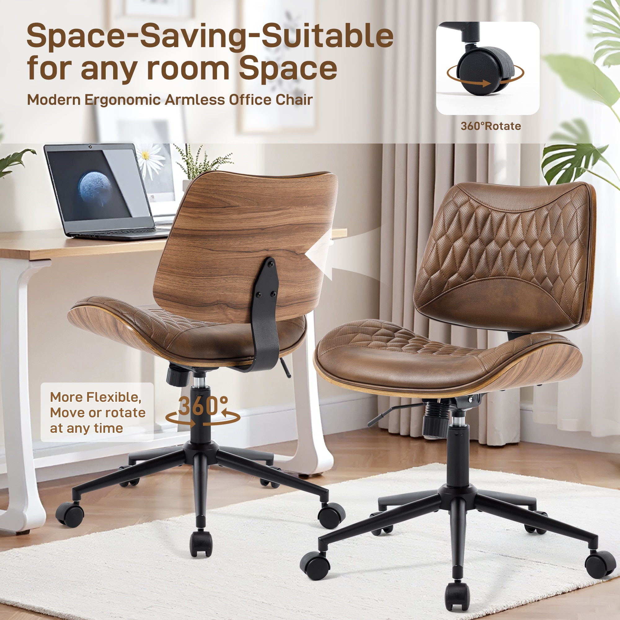 Ergonomic Office Chair With Adjustable Height And Swivel Wheels_voghion.com